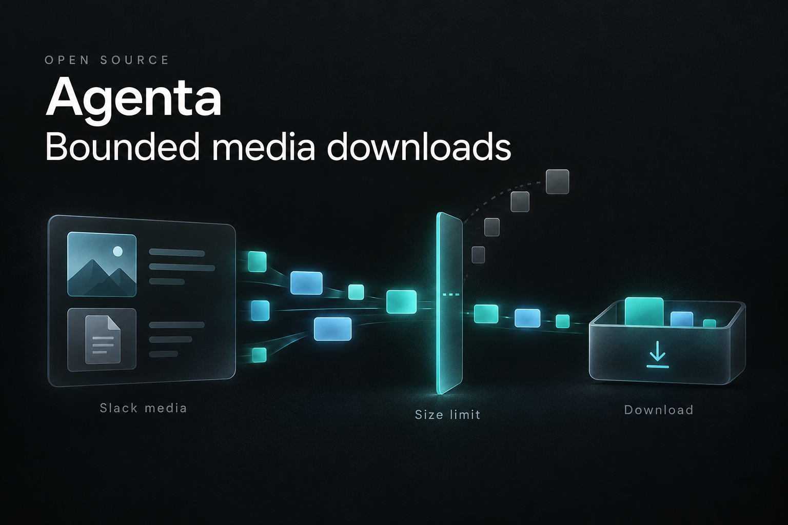 Agenta bounded media downloads showing Slack attachments passing through a size limit
